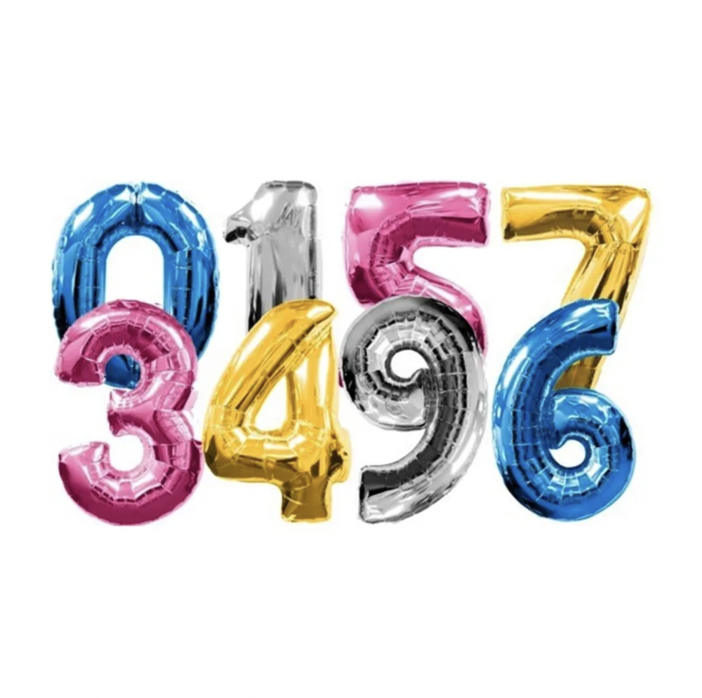 Цифры фольгированные, разноцветные - 66 см