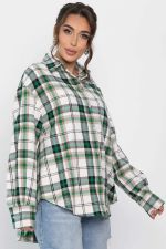Рубашка оверсайз Дарика (бело-зеленая) Б14263-30М LT Collection