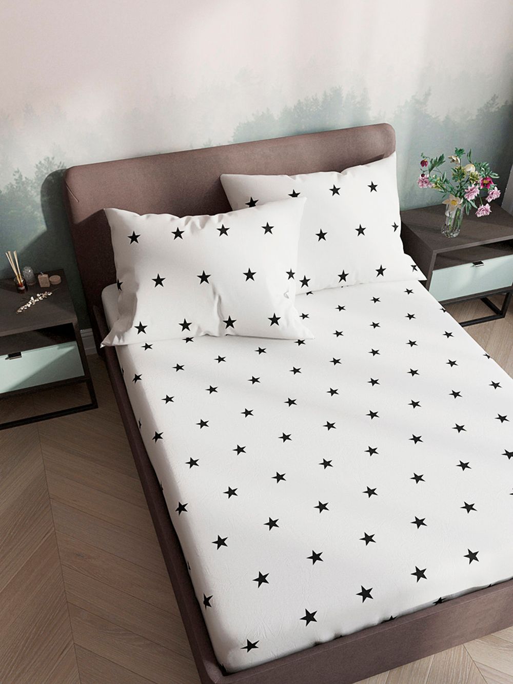 Постельное белье Simple House "Spatial (компаньон)" евро   наволочки 50х70 2шт Простынь на резинке 180х200 см  Пододеяльник 200х215 см