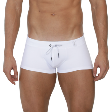Мужские плавки белые Clever Moda PARADISE SWIMSUIT BOXER 125901