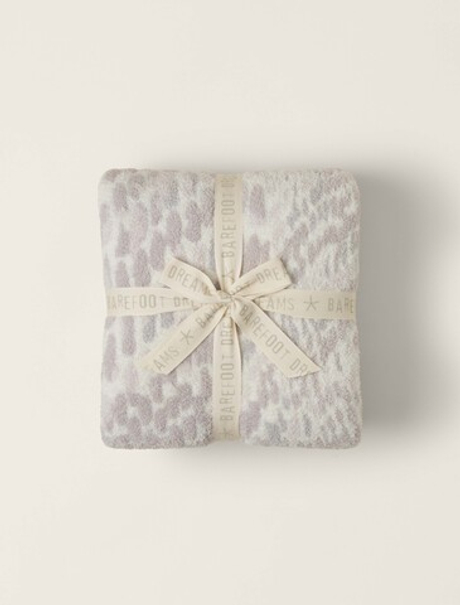 Плед 137х183 Barefoot Dreams Snakeskin кремовый с розовым