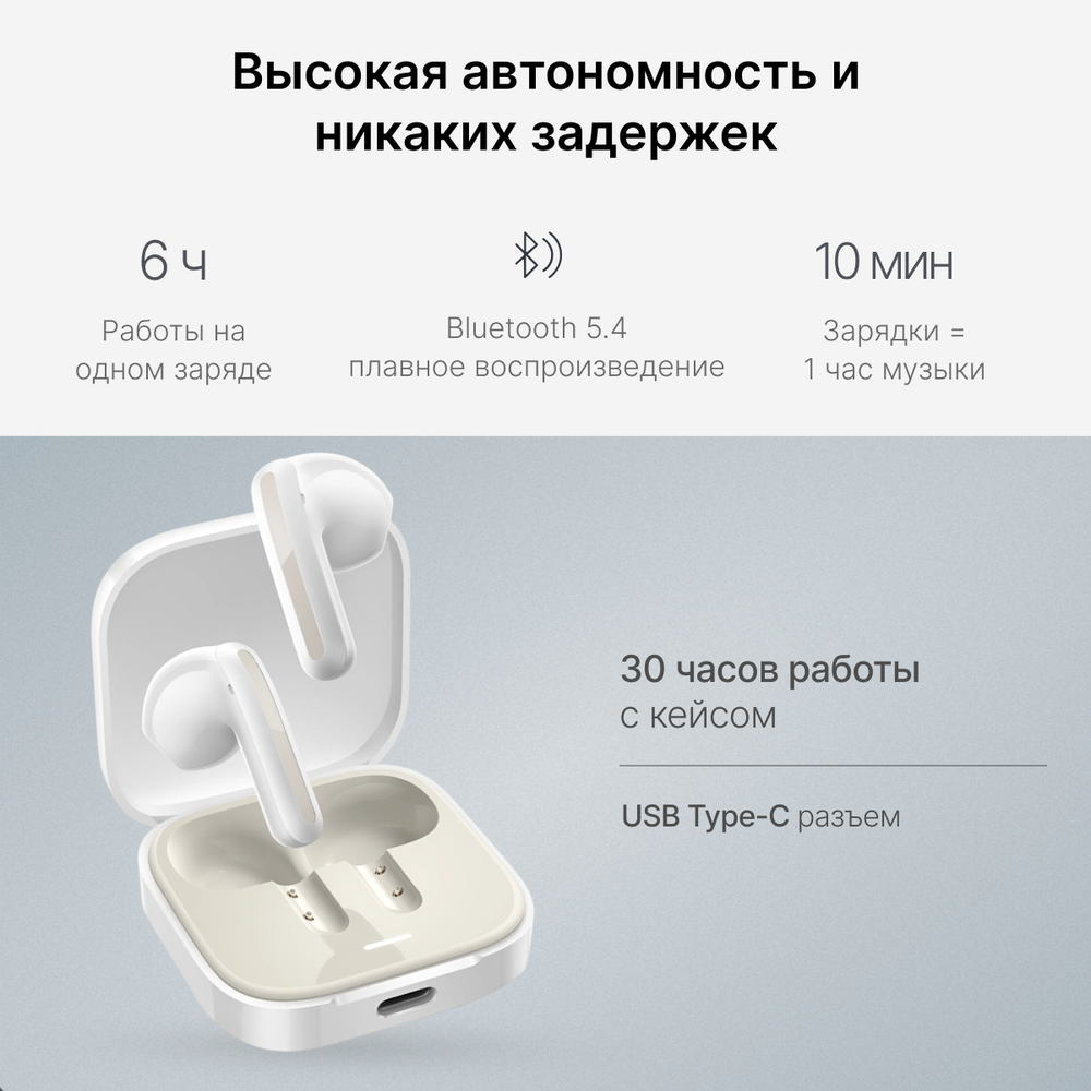 Беспроводные наушники Xiaomi Redmi Buds 6 Active White M2344E1 (BHR8391GL)