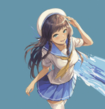 Блокнот 130х130 мм, скрепка, Контэнт-Канц, ламин. картон, выб-лак, 32 л., диз.вн.блок в клетку, "Аниме Style. Девочка в кепке с кофе", сине-красный