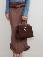 БАЗОВЫЙ ТОНКИЙ РЕМЕНЬ С МЯТОЙ ПРЯЖКОЙ ЗАМША ТЕМНЫЙ ШОКОЛАД