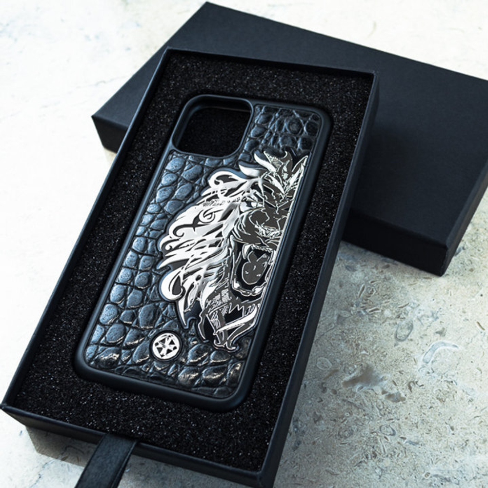 Эксклюзивный дорогой чехол iPhone люксовый со львом - Euphoria HM Premium - стильный, натуральная кожа, ювелирный сплав