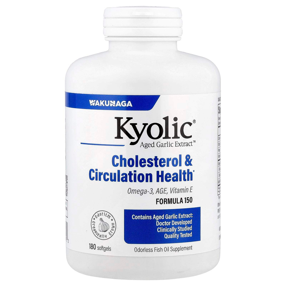 Kyolic, Aged Garlic Extract, выдержанный экстракт чеснока, улучшение холестеринового баланса и кровообращения, 180 капсул