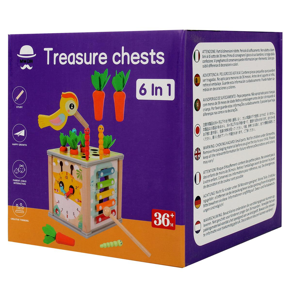 Развивающая игрушка деревянная Сортер обьемный 6 в 1, коробка C-41841