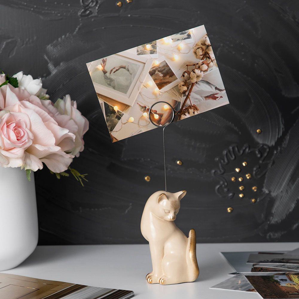 Статуэтка Кошка Грация с держателем Айвори