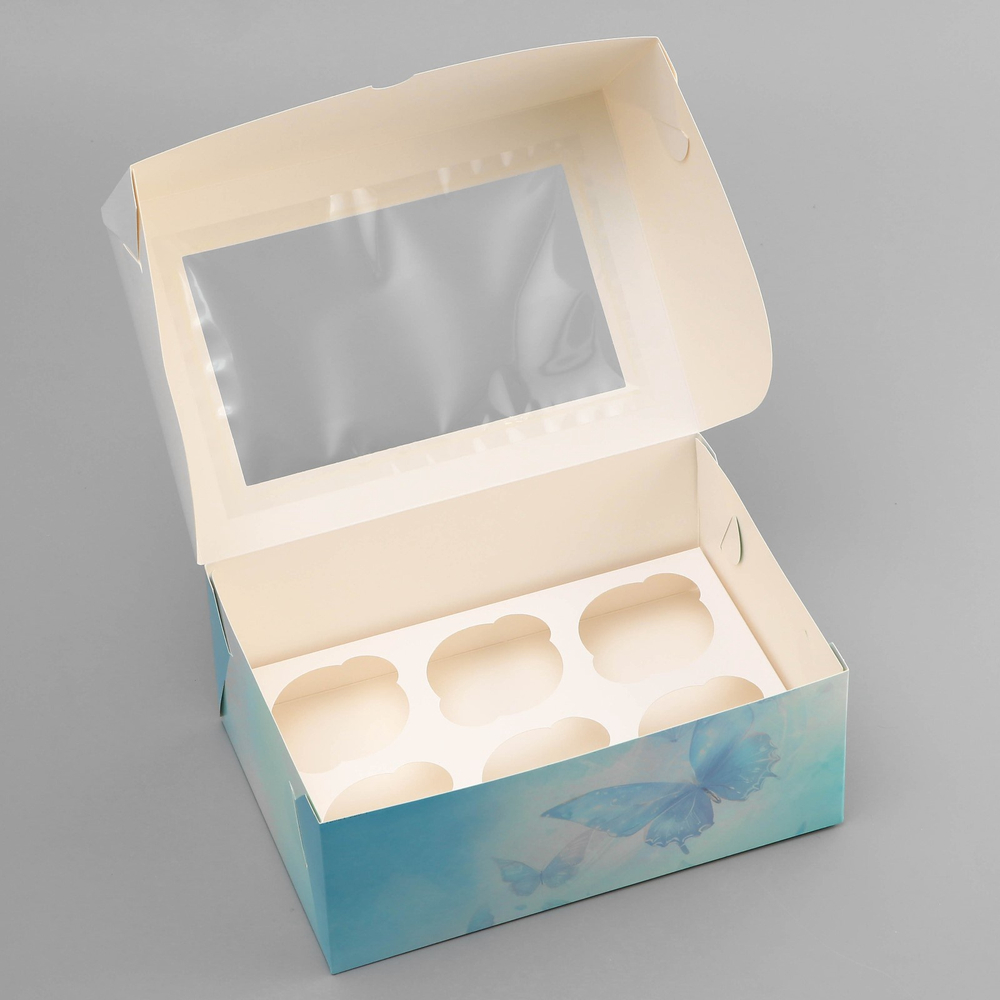 Упаковка для капкейков с окном "Прекрасных Моментов" (6 ячеек ) 25*17*10 см