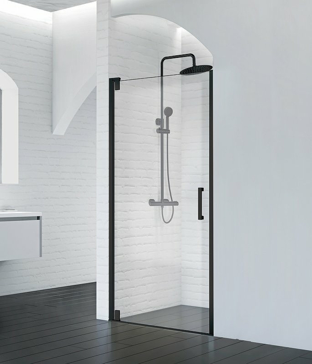 Душевая дверь BelBagno Marmi 90 MARMI-B-1-90-C-NERO профиль Черный стекло прозрачное