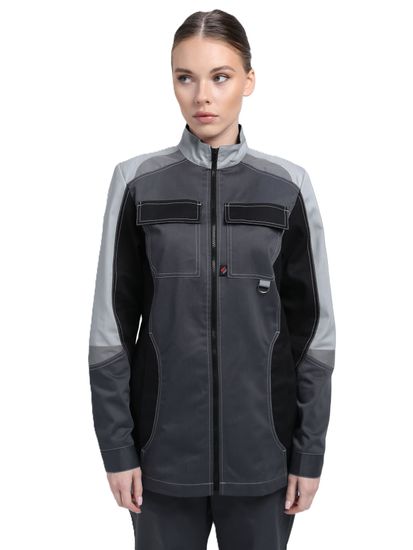 Костюм женский "Формула-1" (куртка+брюки) т.серый/св.серый/черный