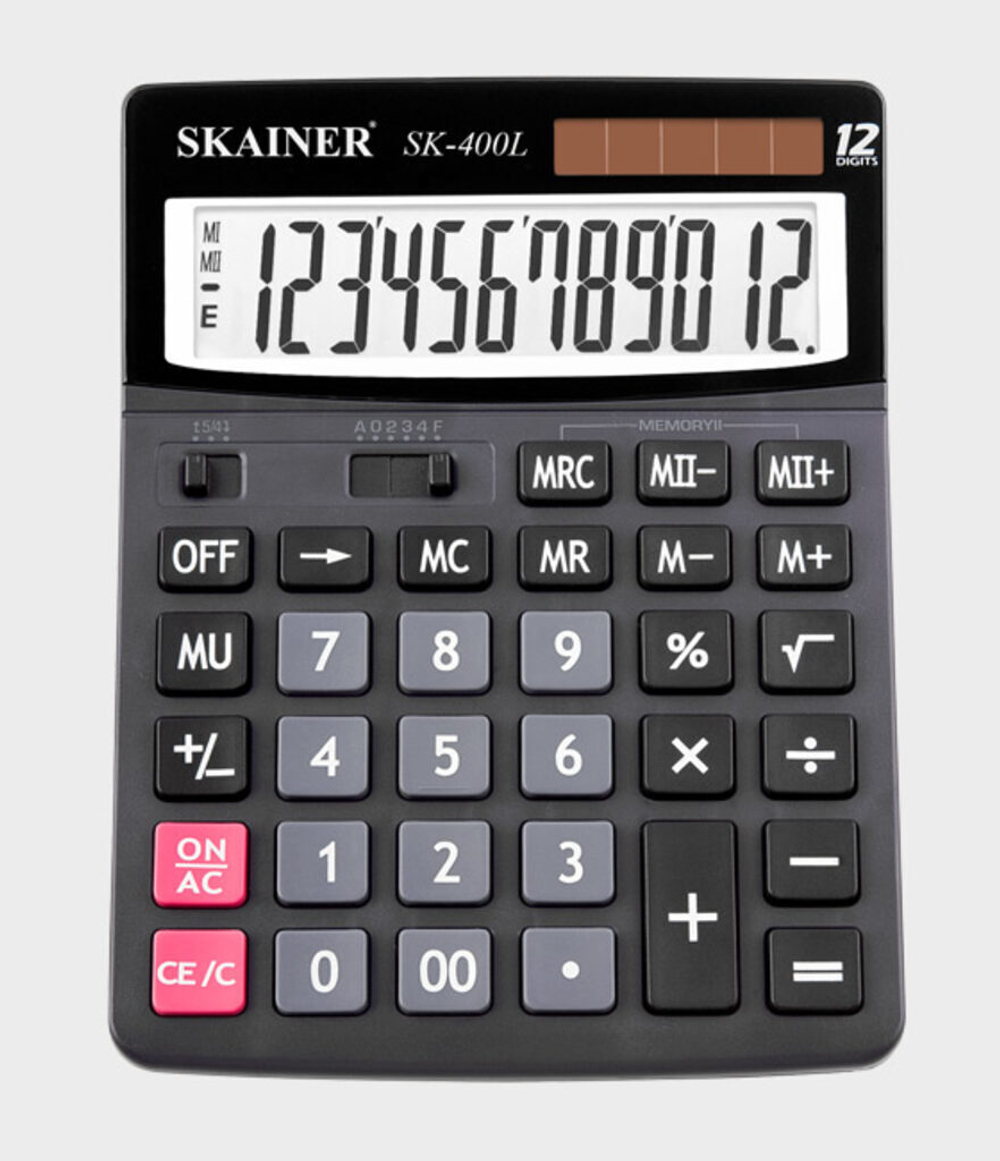 Калькулятор  12 разр. Skainer  настольный проф., двойное питание, черный SK-400L