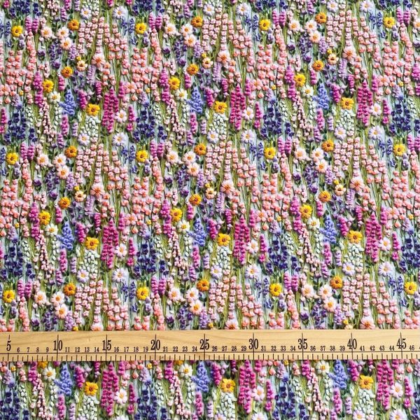 ИМИТАЦИЯ ЦВЕТОЧНОЙ ВЫШИВКИ #2, 100% хлопок Handmade Fabrics 3