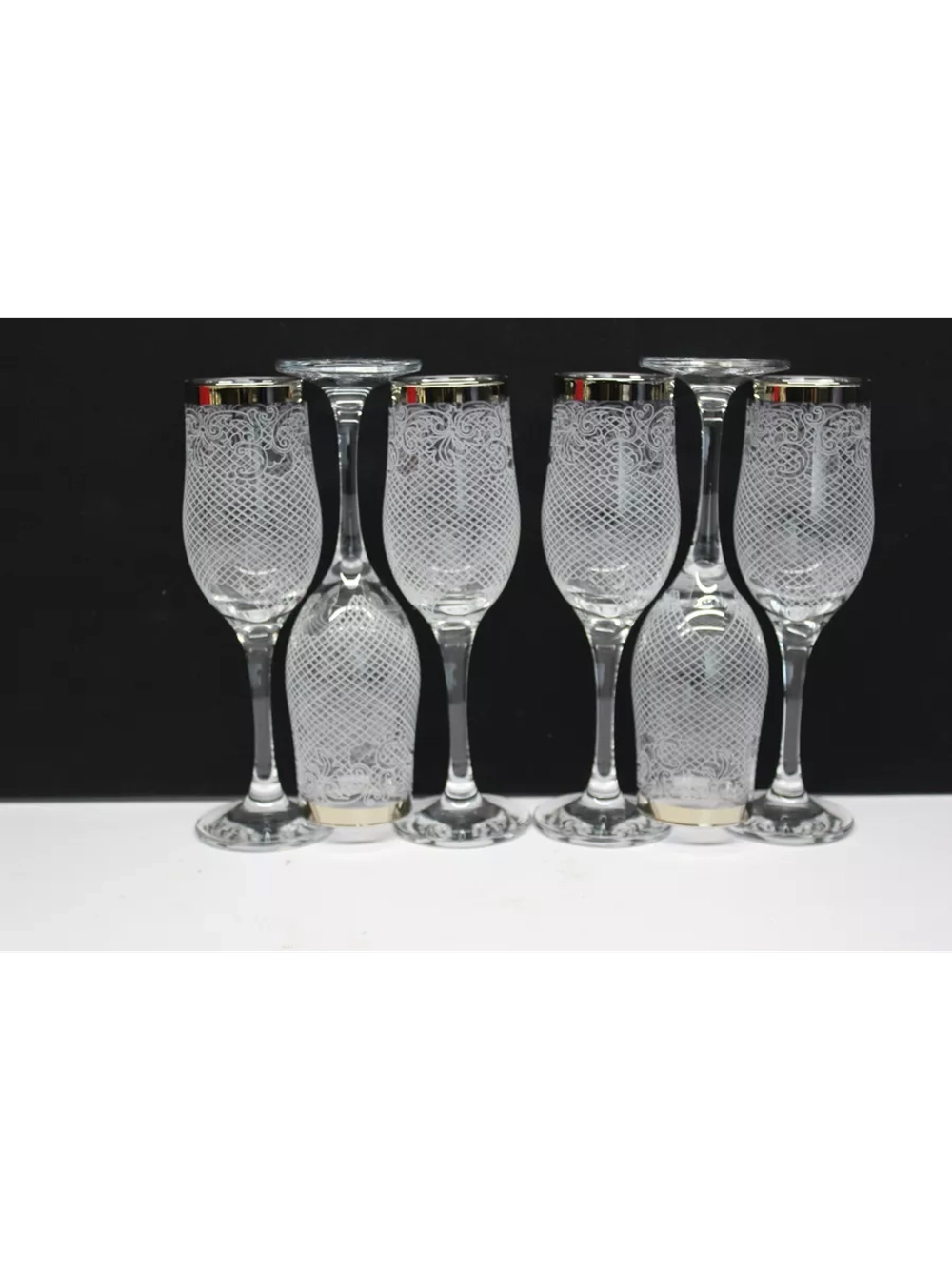 Бокалы для шампанского 6 штук Венецианская нить