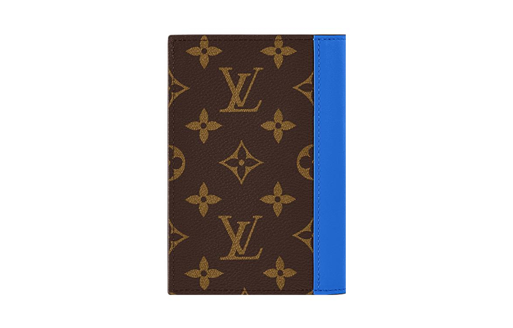 LOUIS VUITTON Colormania Coated Canvas With Cow Leather Passport Holder Men"s Blue