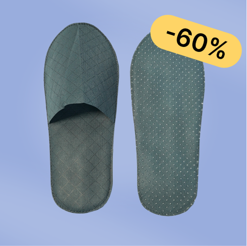 Тапки спанбонд, закрытый мыс (100 пар) одноразовые, серые