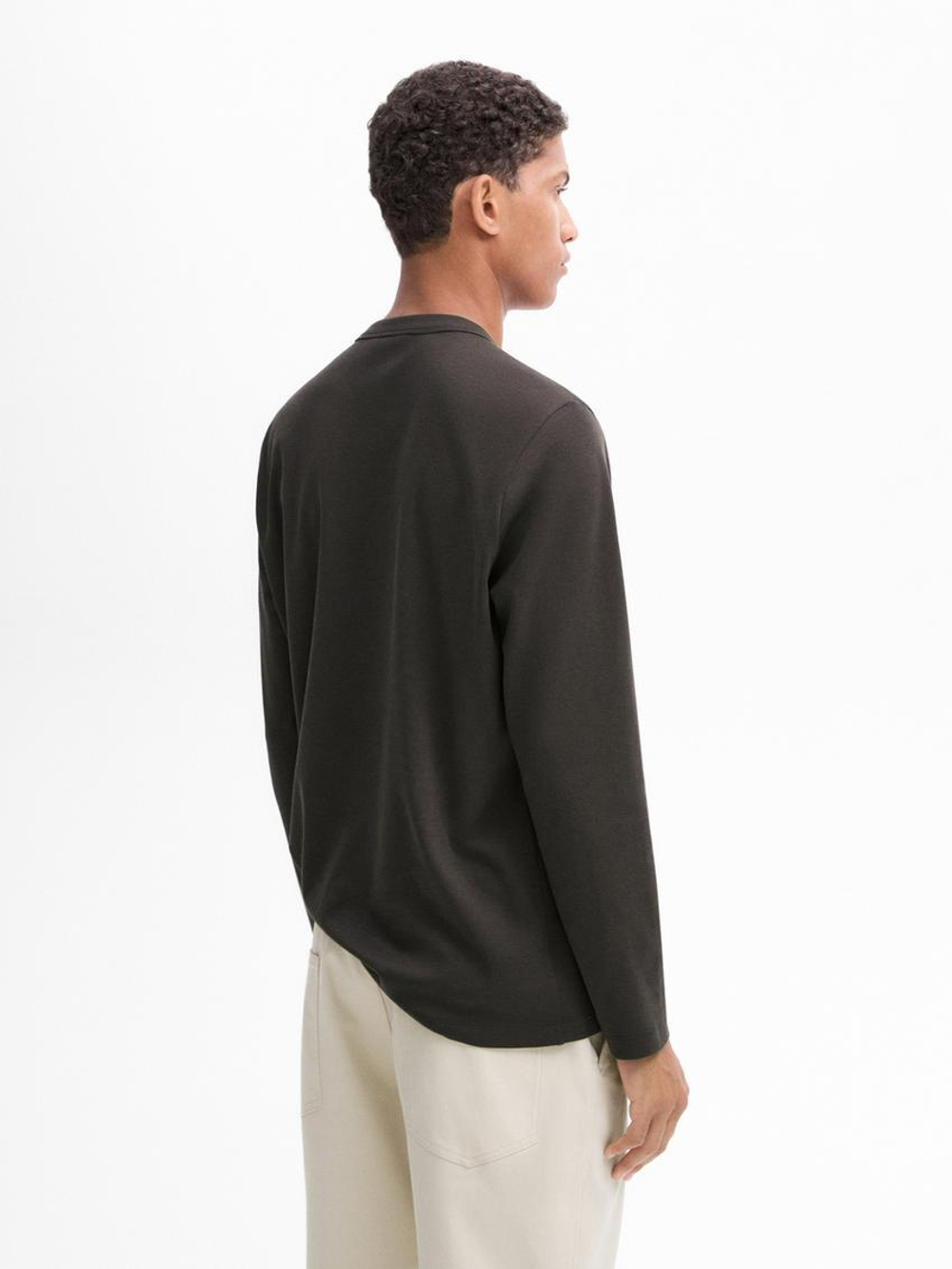 Massimo Dutti Футболка из смесового хлопка, угольный