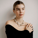 Бусы крупный жемчуг, белый, серебро