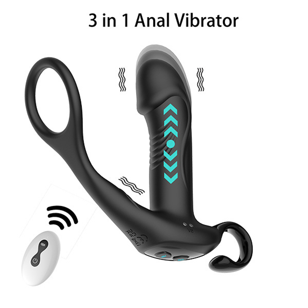 Пульсирующимй массажер простаты с вибрацией на пульте ДУ Secwell SW1098