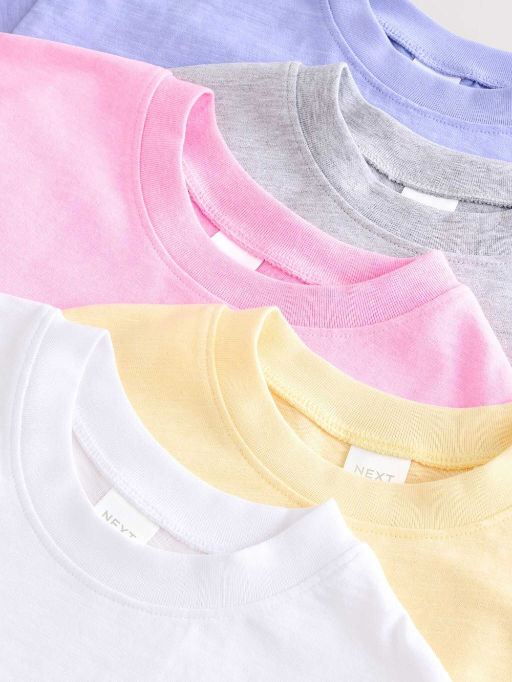 Футболка для девочки Next E65-347, 5 шт., Розовый, Голубой, Серый, Желтый