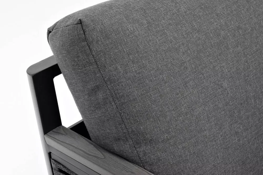 "Сан Ремо" диван 2-местный плетеный из роупа, каркас алюминий темно-серый, роуп серый, ткань серая