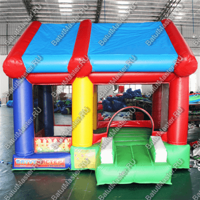 Батут "Домик в деревне с крышей" 3.5*3*2.7 м