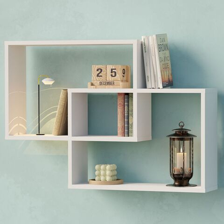 Полка настенная 3 ячейки белая в скандинавском стиле