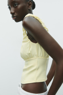 ZARA ТОП ИЗ ПОПЛИНА, ЖЕЛТЫЙ