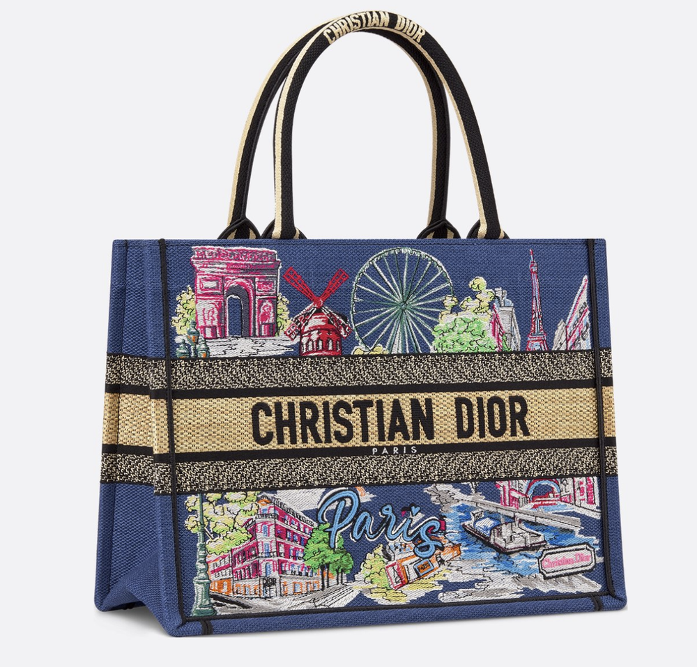 Сумка Dior Book Tote Paris Souvenir, вышивка, хлопок, мультиколор