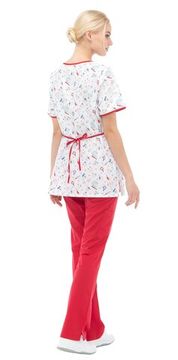 Блуза женская "Зубки" LF2111 (белый/красный)