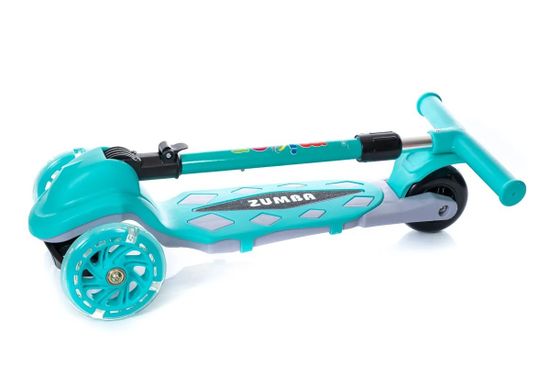 Самокат трехколесный со светящимися колесами Micar Zumba 2022 серый, голубой
