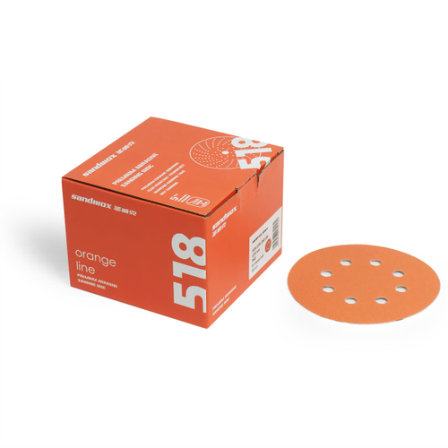 SANDWOX ORANGE CERAMIC диск на бумажной основе, керамика Ø125мм, Р100, липучка 8 отв.
