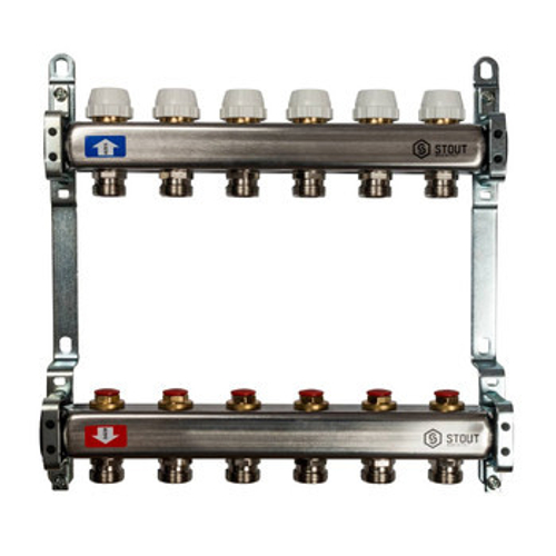 Коллекторная группа Stout на 6 выхода без расходомеров SMS 0922 000006