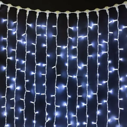 Светодиодный занавес с колпачком 2*3 м., 600 белых LED ламп, каучуковый белый провод, IP65, Beauty Led (LL602-8-2W)