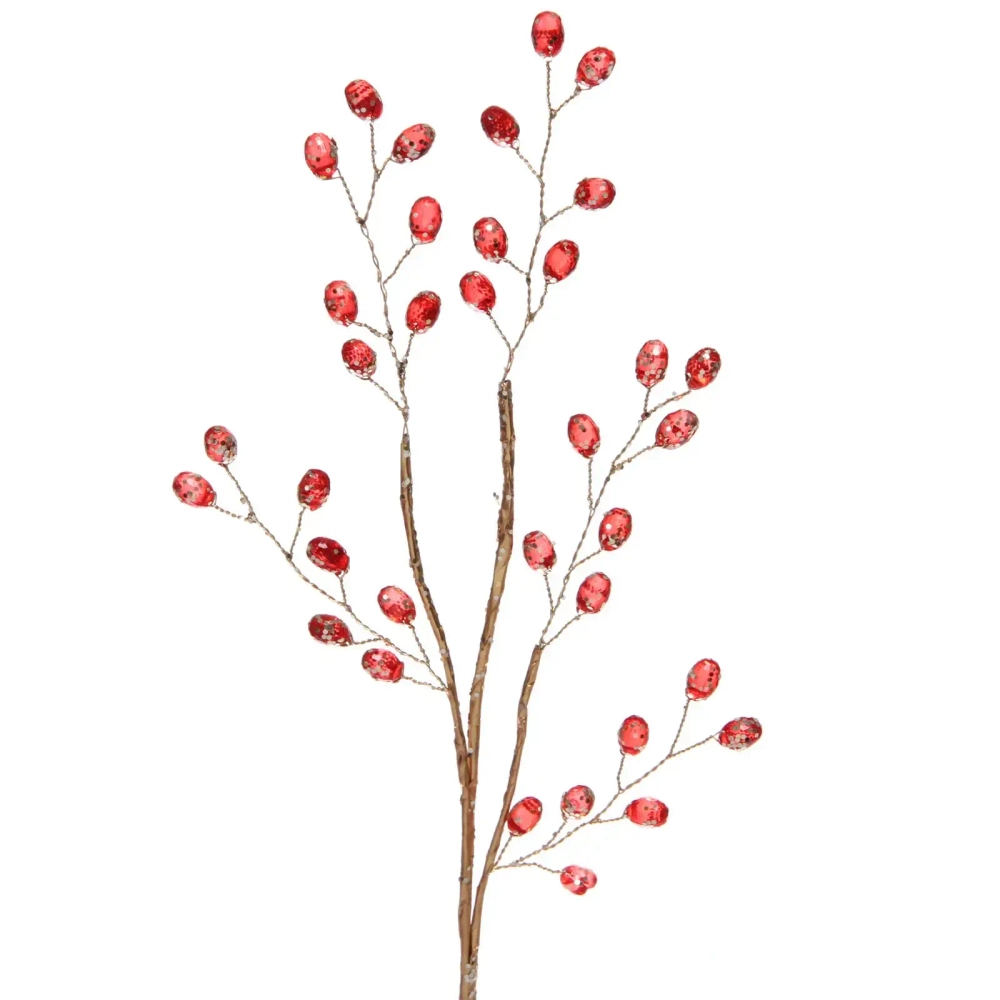 Ветка декоративная «Сияние» 40 см, Красный/Золото