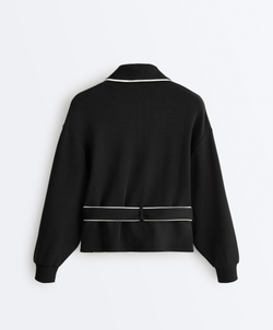 Oysho Куртка с контрастным Piping из мягкого модала, черный