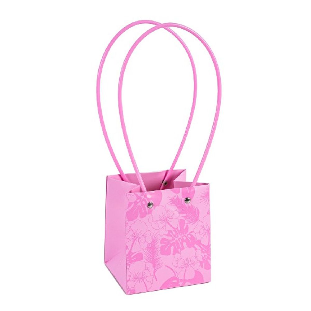 Пакет под цветы 11,5*11,5*13см Квадрат Цветы Розовый