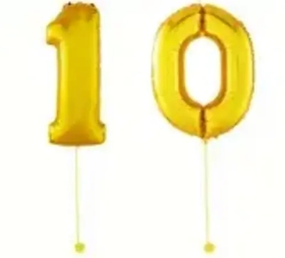 Шар-цифра 10 Золото Gold 102 см фольга с гелием на грузике