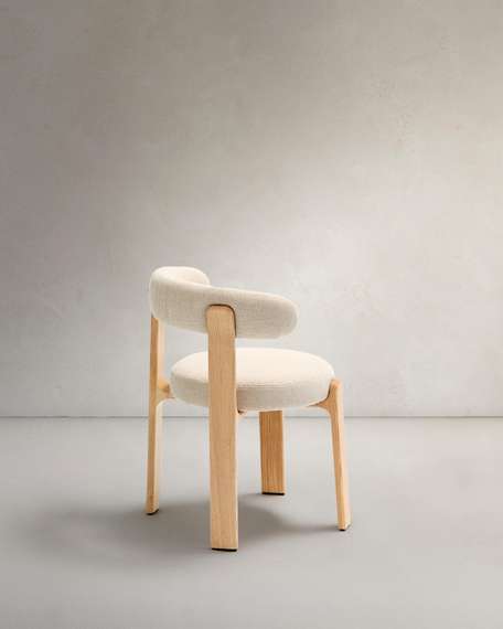 Стул Granite на 4 ножках, бежевый шенилл, массив ясеня в натуральном цвете