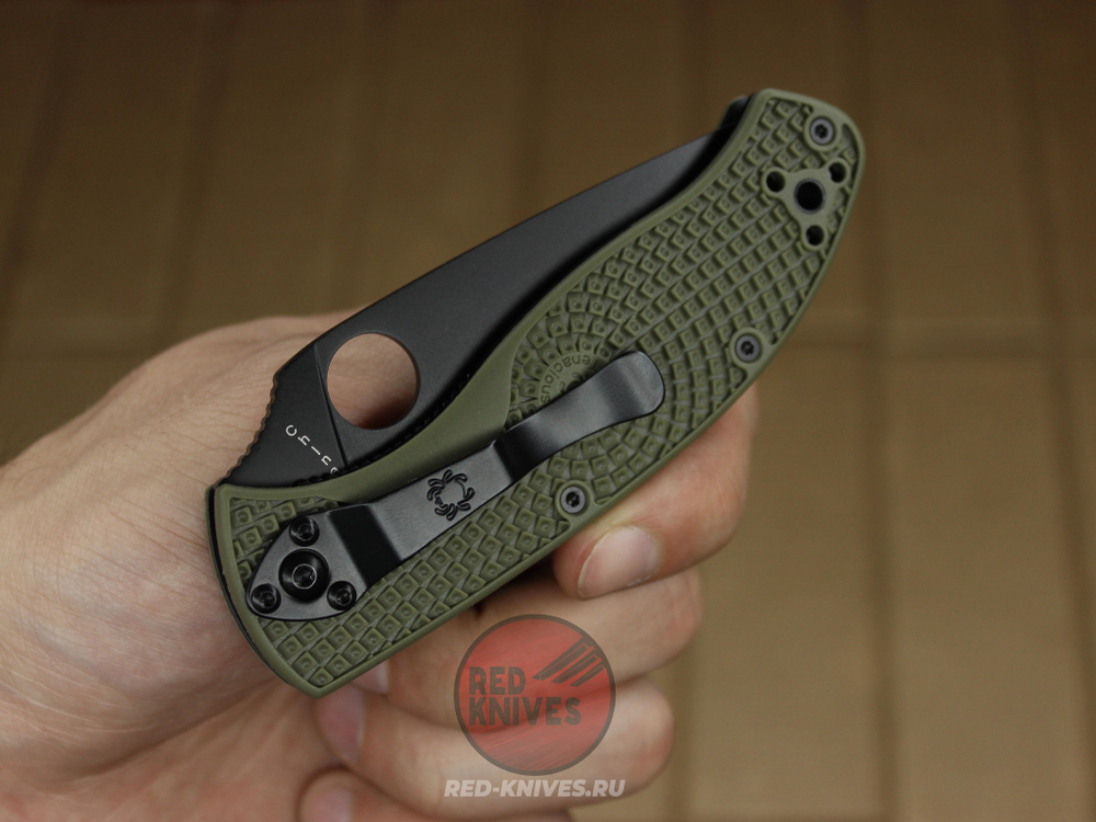 Нож Spyderco Tenacious LTW - зел. рук., черный клинок RK-414