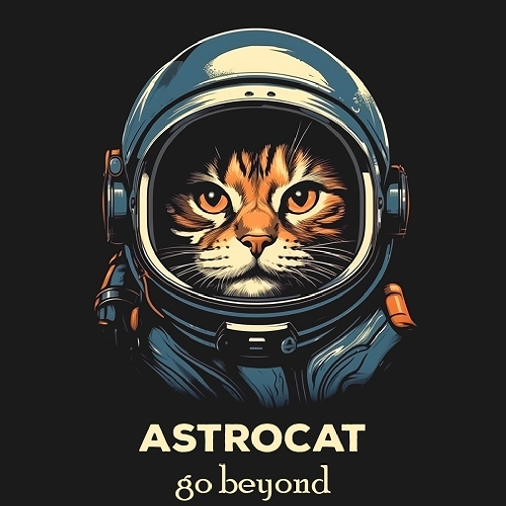 принт PewPewCat Astrocat Go beyond черный