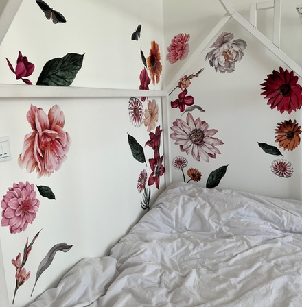 Стикеры  ЦВЕТЫ ВИНТАЖ БОРДО