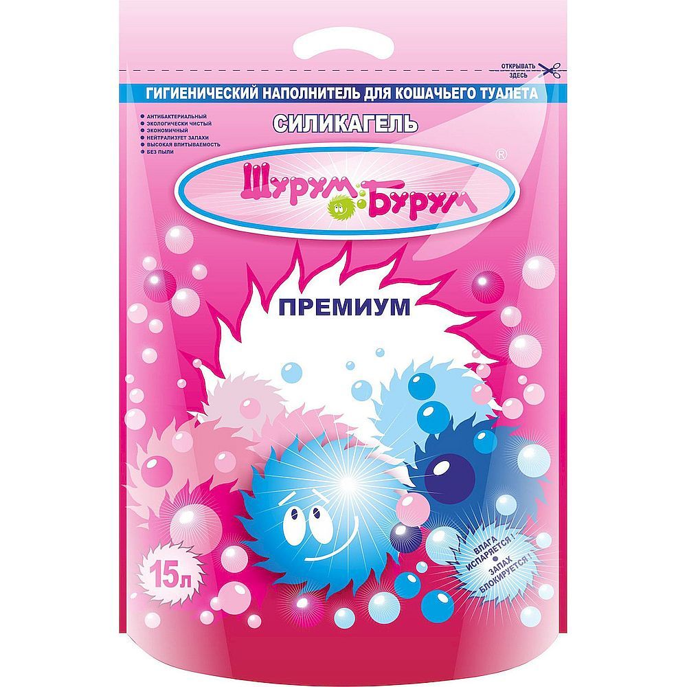 Наполнитель Шурум-Бурум Премиум для кошачьего туалета силикагелевый, пакет 15л Наполнитель Шурум-Бурум Премиум для кошачьего туалета силикагелевый, пакет 15л