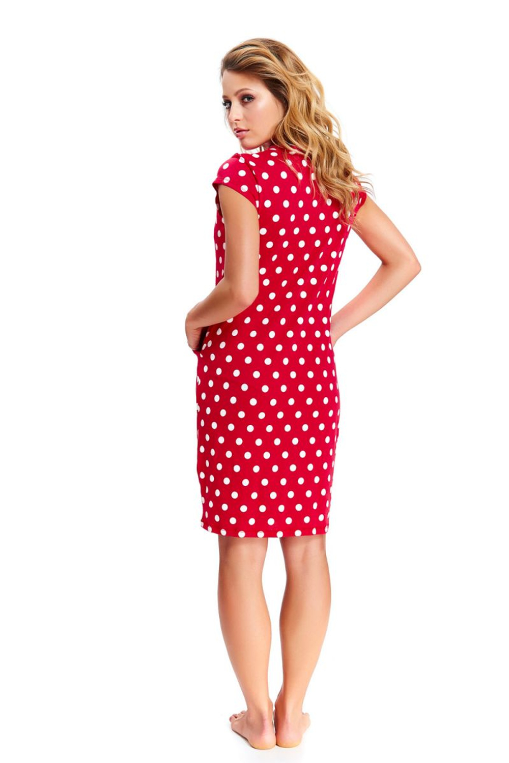 Сорочка свободного кроя в горошек (Размер: S) (Цвет: светло-серый)