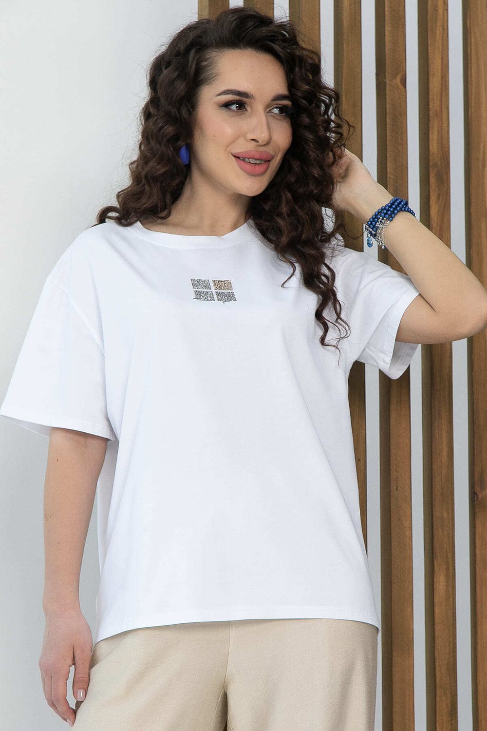 Футболка Аника (белая/коты) Б13493-20М LT Collection