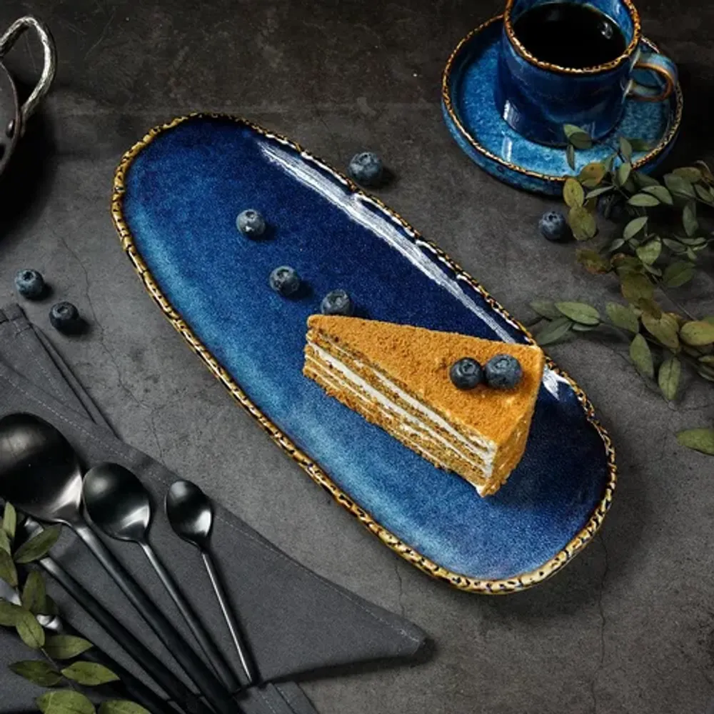 Блюдо овальное 34,6*14,8 см h2,8 см Aqua Blue P.L. Proff Cuisine [1]