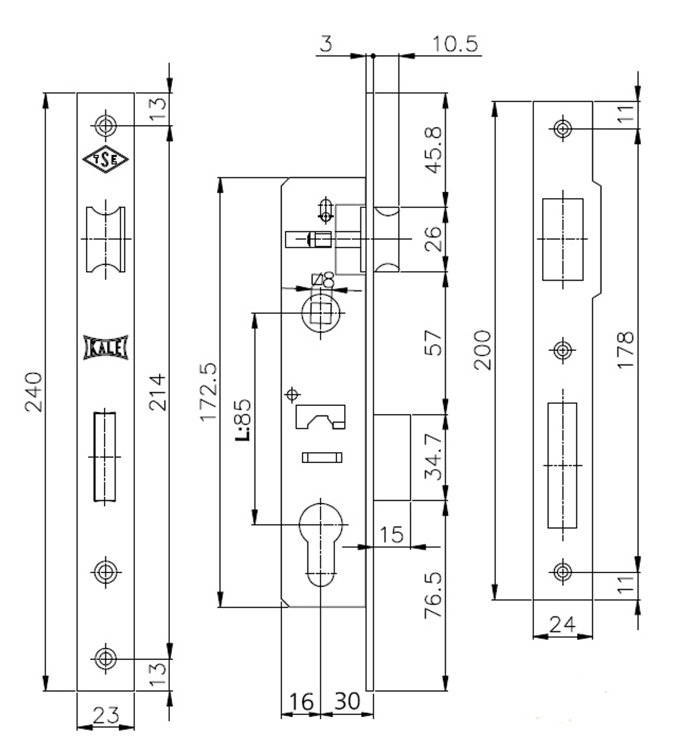 ЗАМОК НИКЕЛИРОВАННЫЙ KALE 153 (30) Б/Ц 15330000006