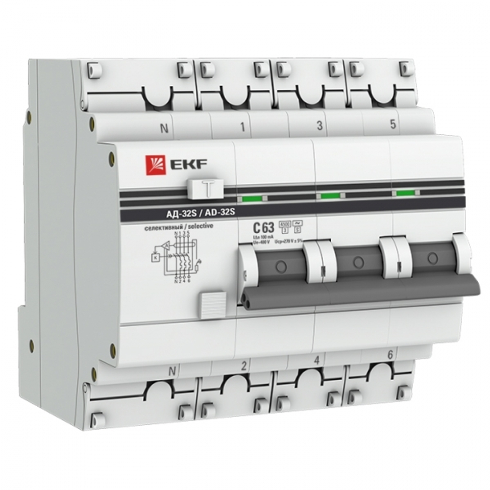 Автомат дифференциальный EKF DA32-63-100S-4P-pro