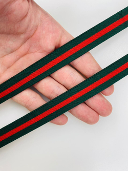 Резинка зеленая с красной полоской 1.5 см