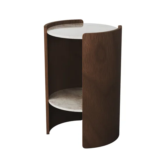 Столик Lagom Stone D 43 см высота 64 см (камень OV, орех)